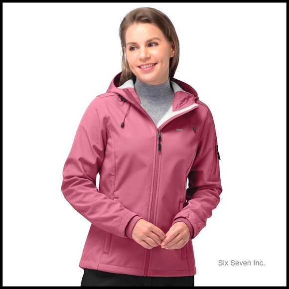 Jackets & Blazers - Women's Fleece Lined Softshell Jacket Hooded Windproof Outdoor Hiking Active